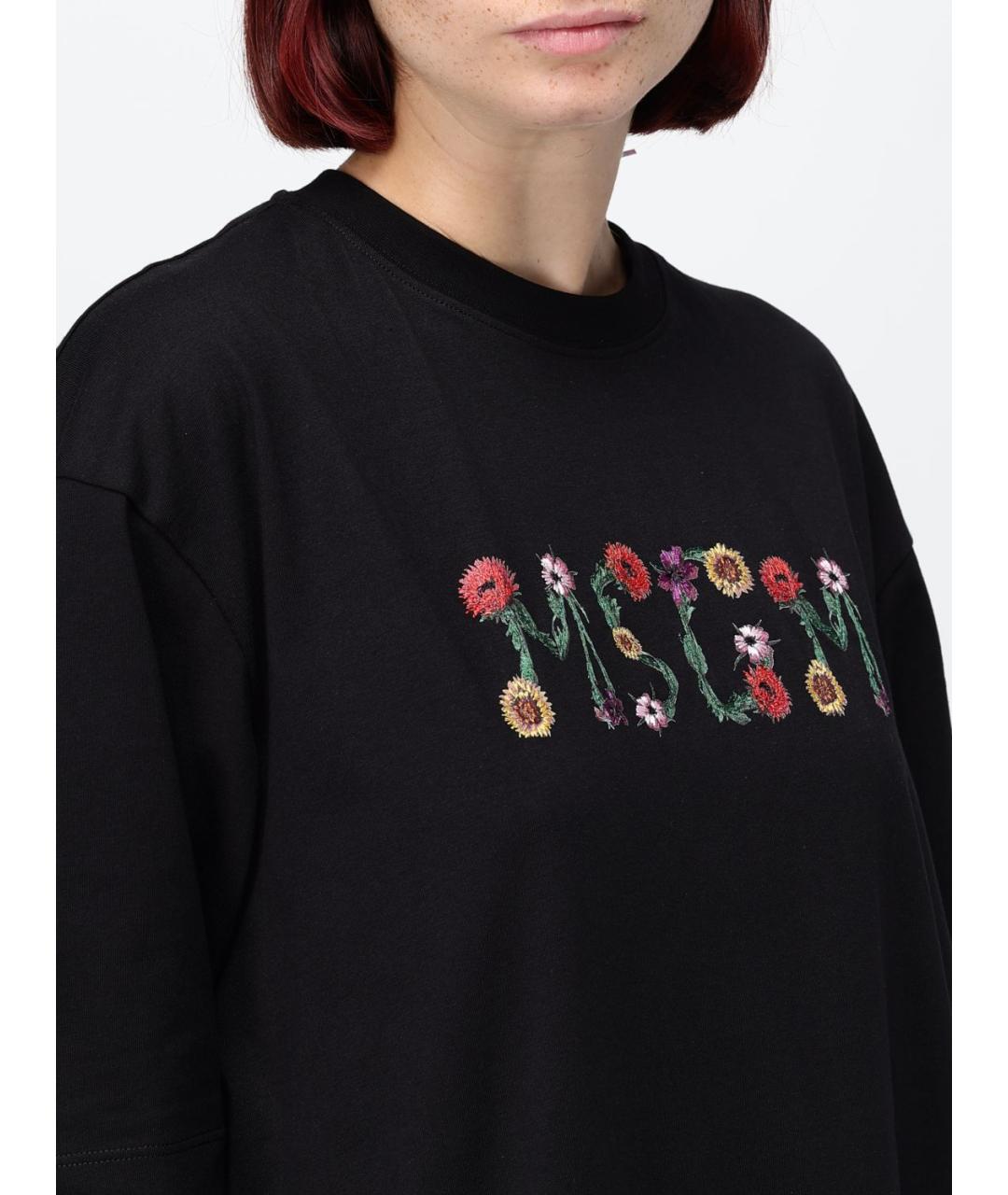 MSGM Черное хлопковое повседневное платье, фото 3