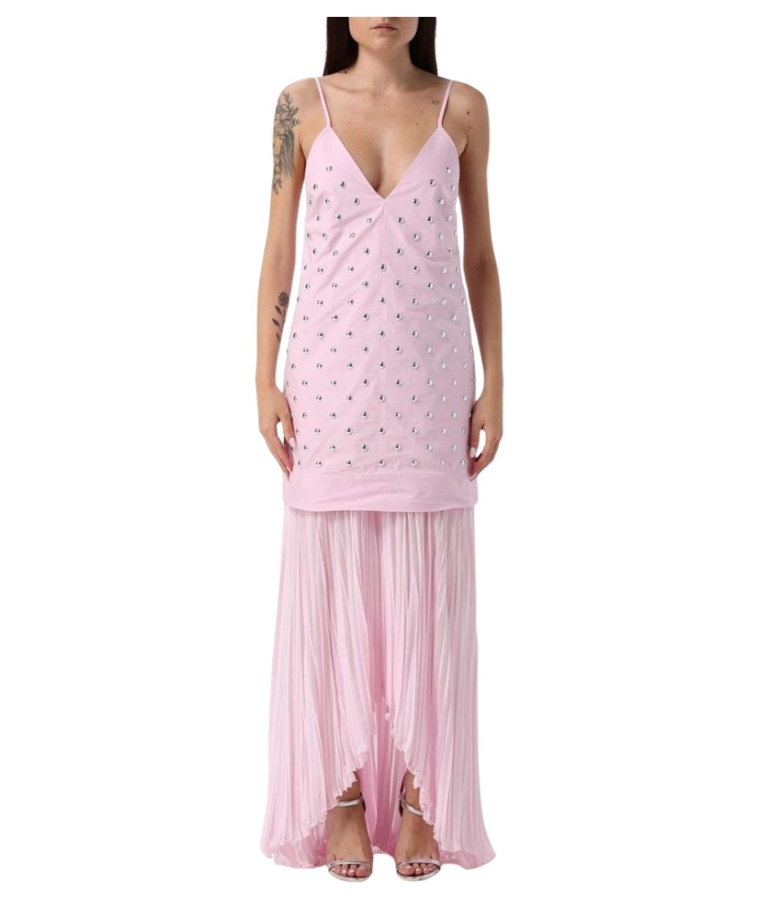 MSGM Розовое хлопковое коктейльное платье, фото 1