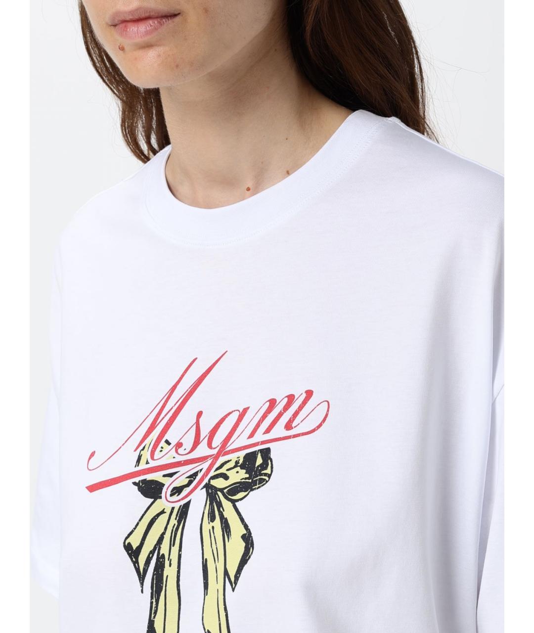 MSGM Белая хлопковая футболка, фото 3