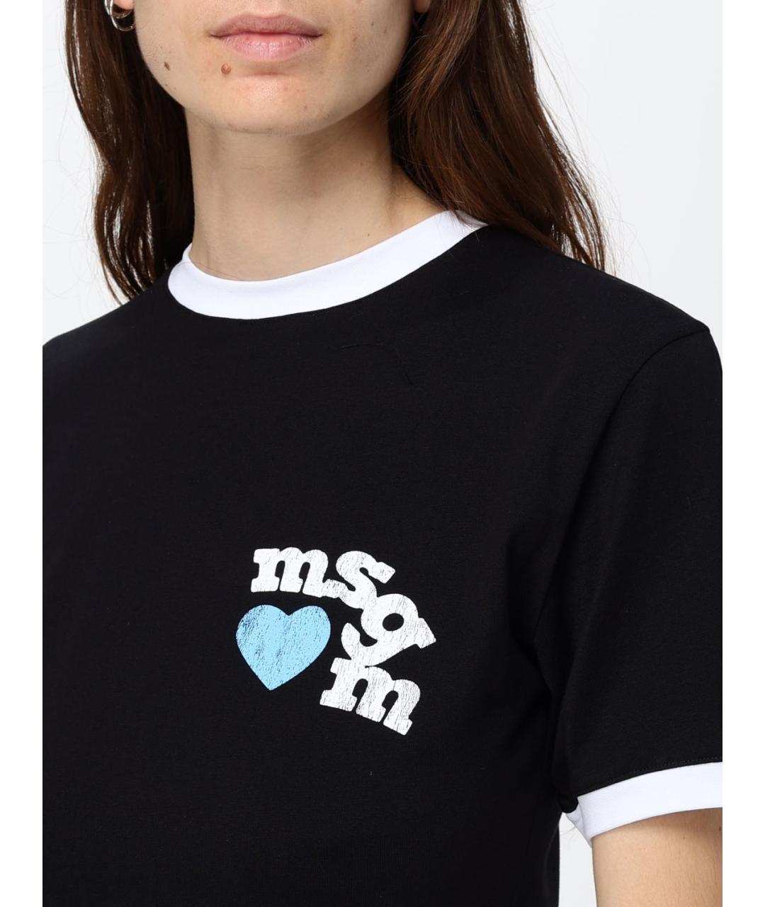 MSGM Черная хлопковая футболка, фото 3