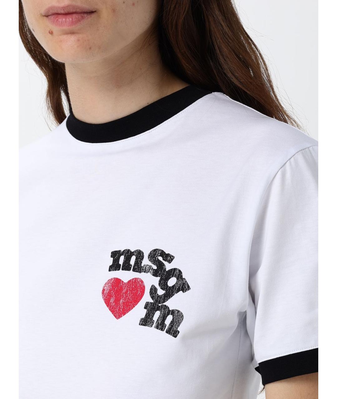 MSGM Белая хлопковая футболка, фото 3