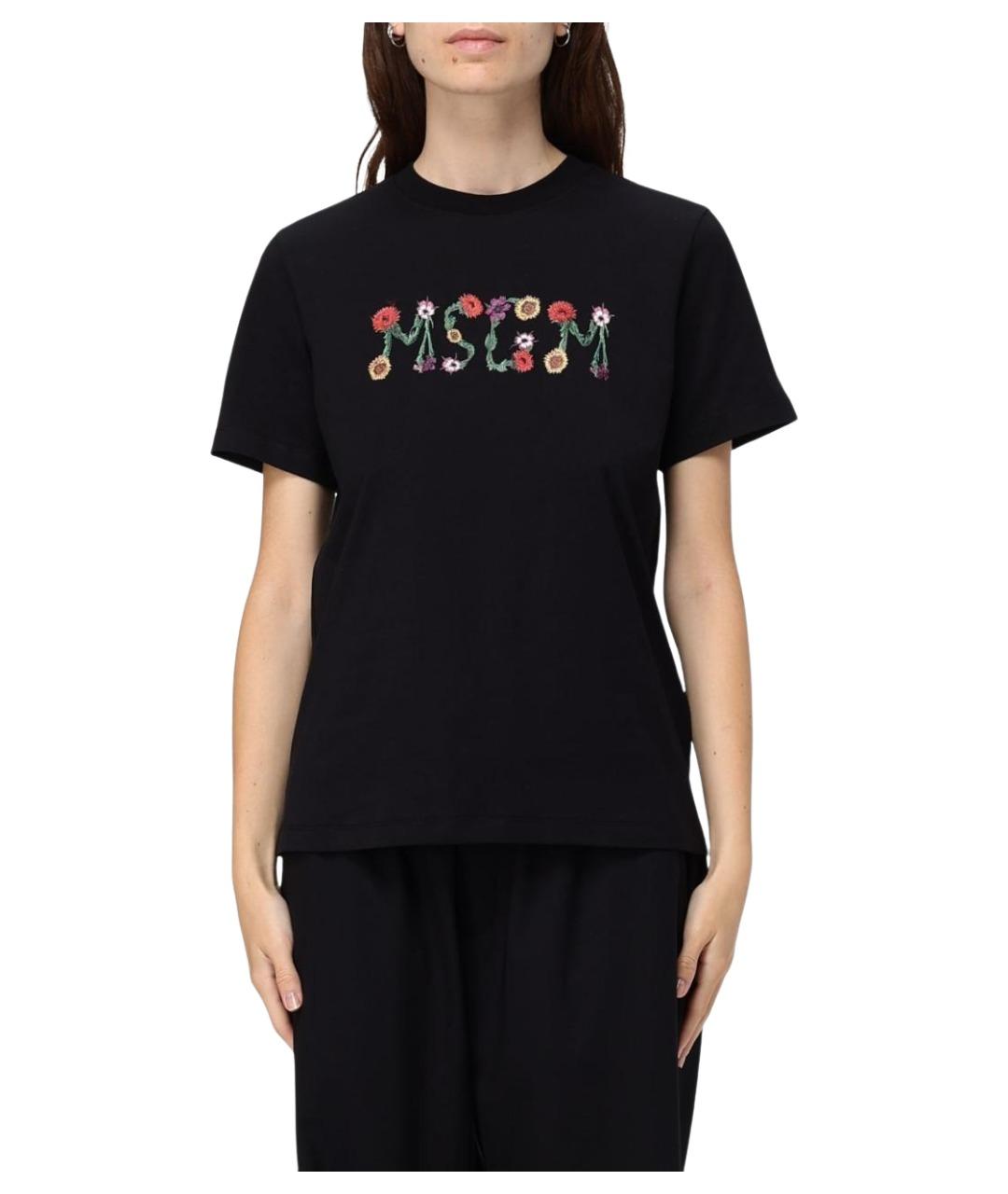 MSGM Черная хлопковая футболка, фото 1