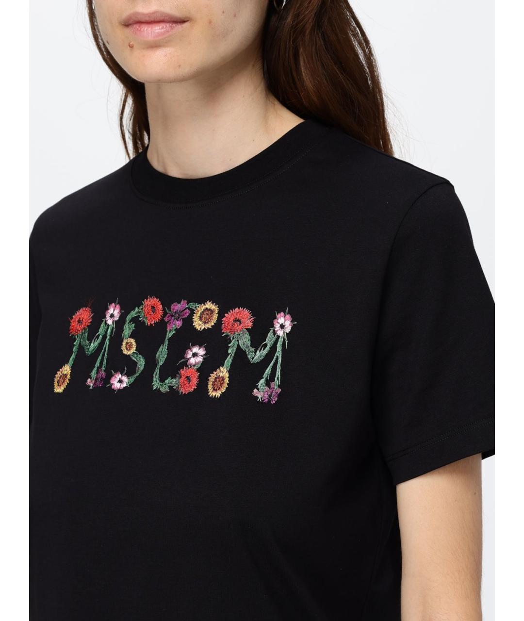 MSGM Черная хлопковая футболка, фото 3