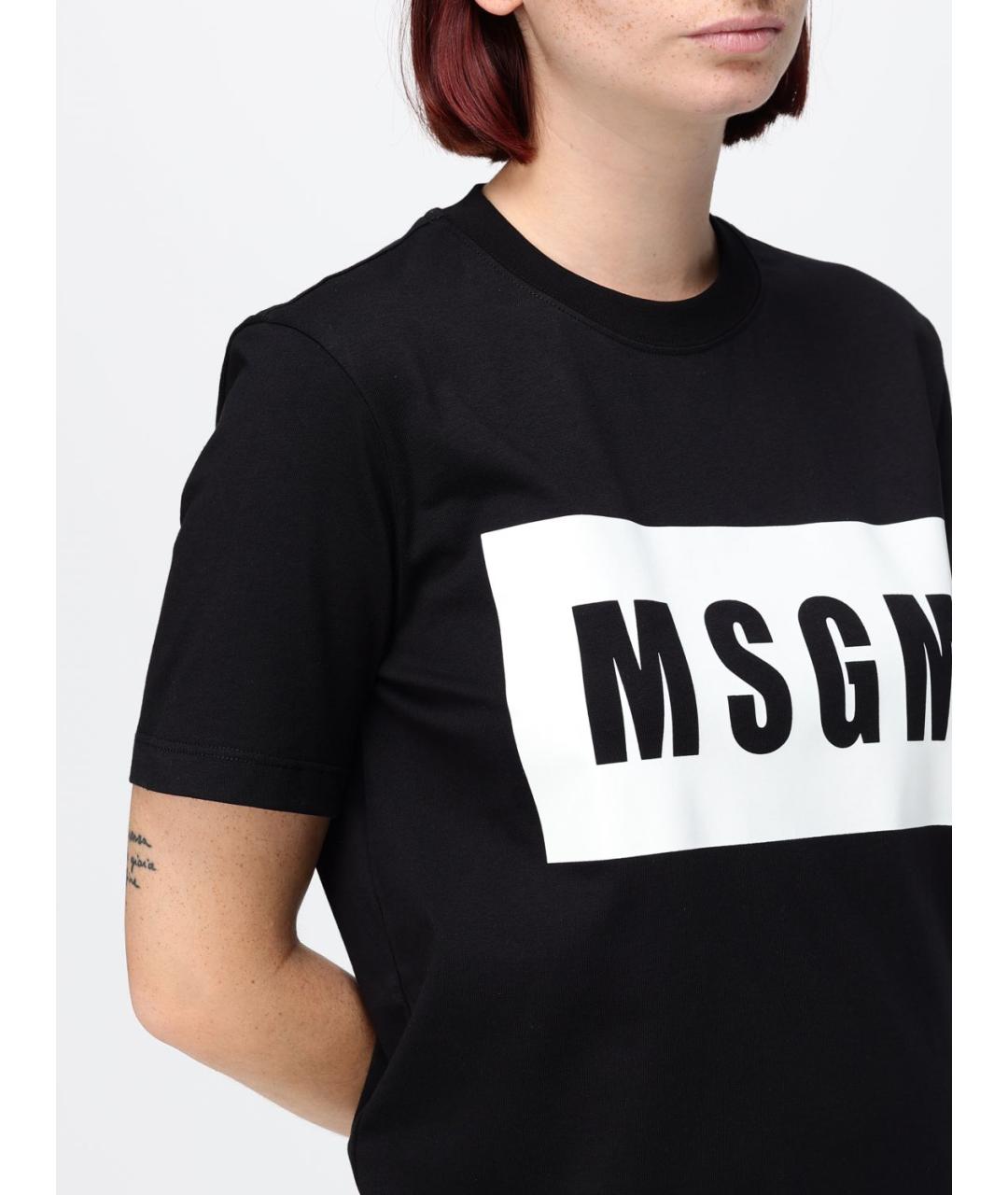 MSGM Черная хлопковая футболка, фото 3