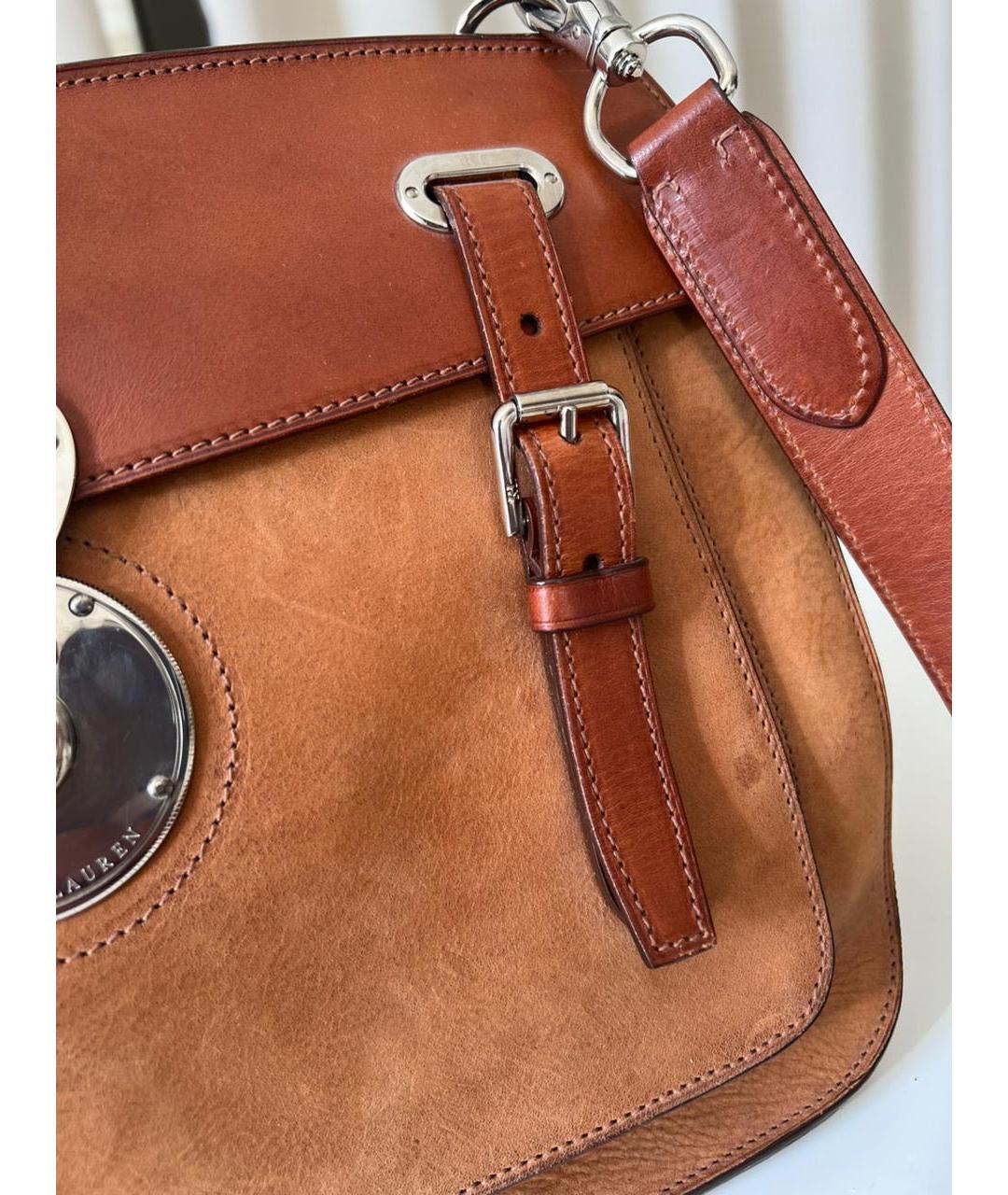RALPH LAUREN Коричневая кожаная сумка через плечо, фото 3