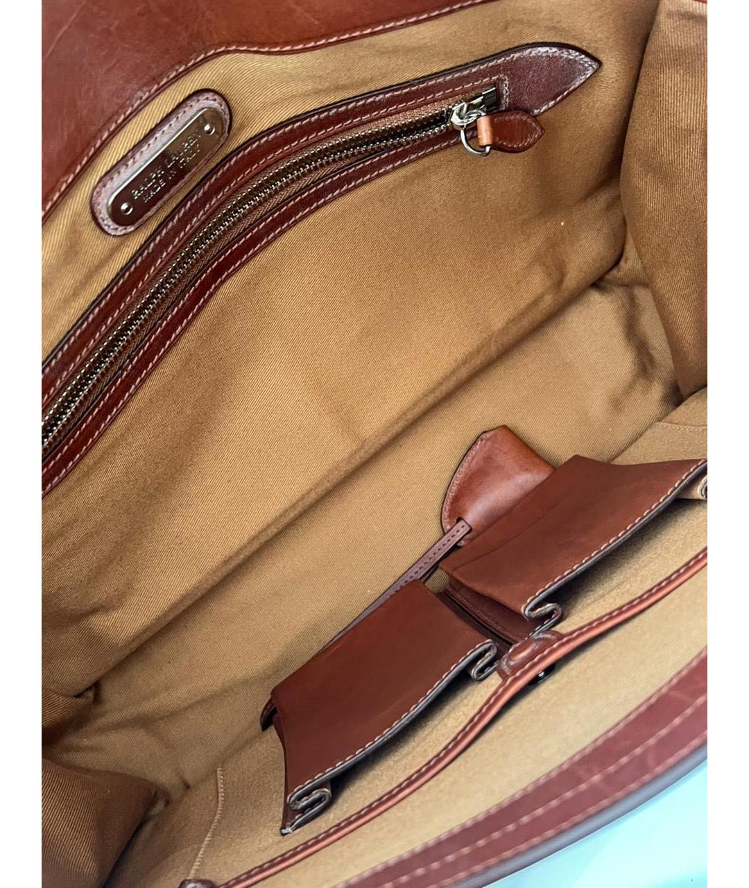 RALPH LAUREN Коричневая кожаная сумка через плечо, фото 5