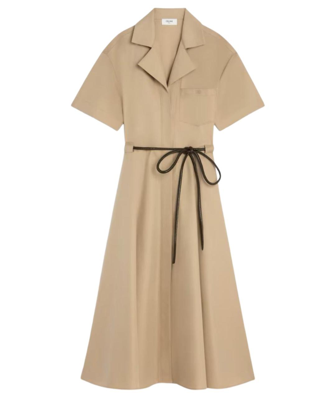 CELINE Бежевое хлопковое повседневное платье, фото 1