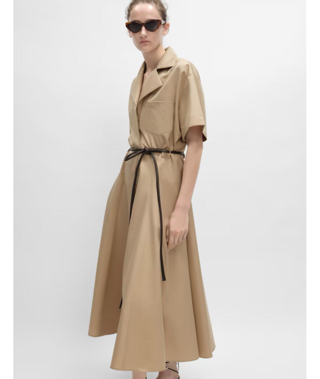 CELINE Бежевое хлопковое повседневное платье, фото 4