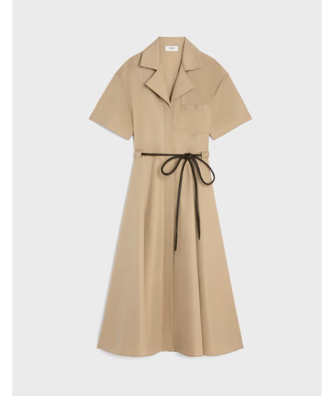 CELINE Бежевое хлопковое повседневное платье, фото 6