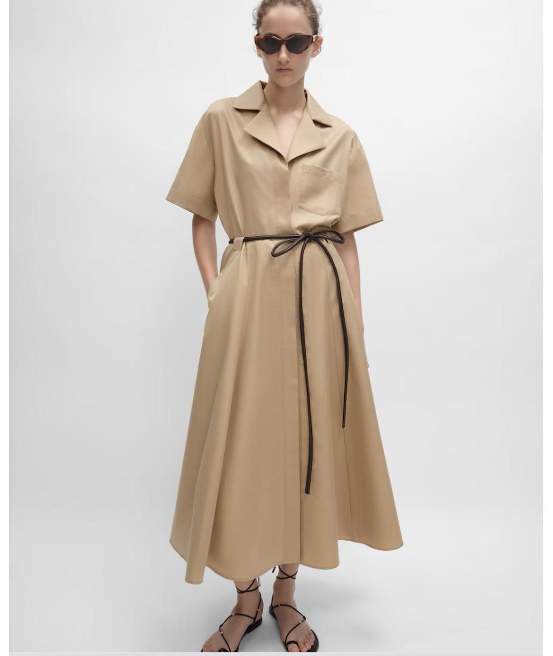 CELINE Бежевое хлопковое повседневное платье, фото 2