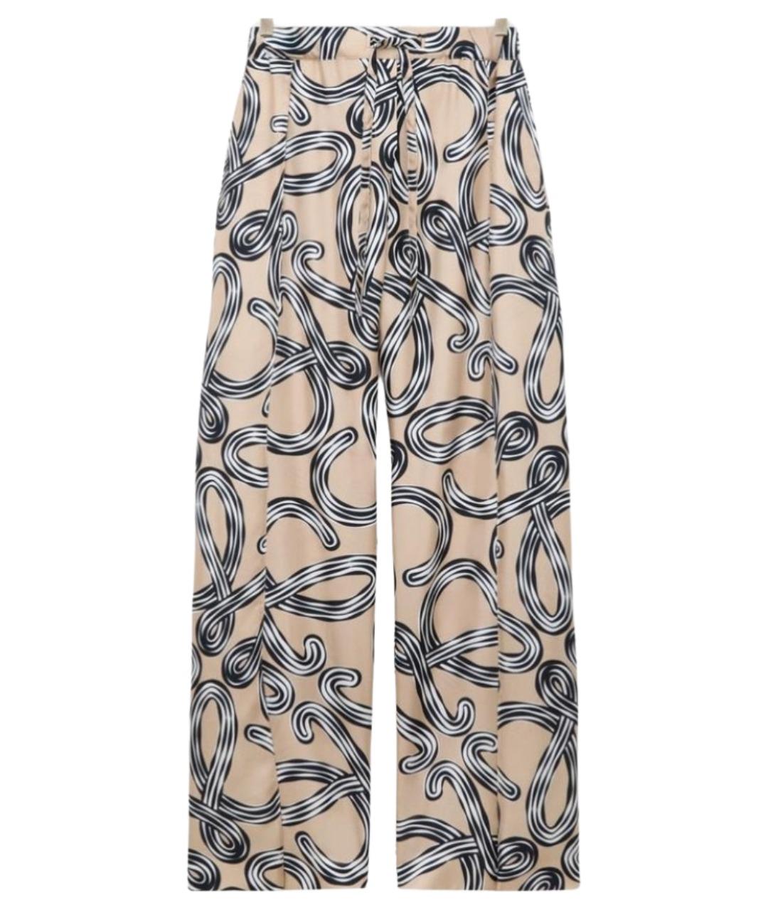 LOEWE Бежевые шелковые прямые брюки, фото 1