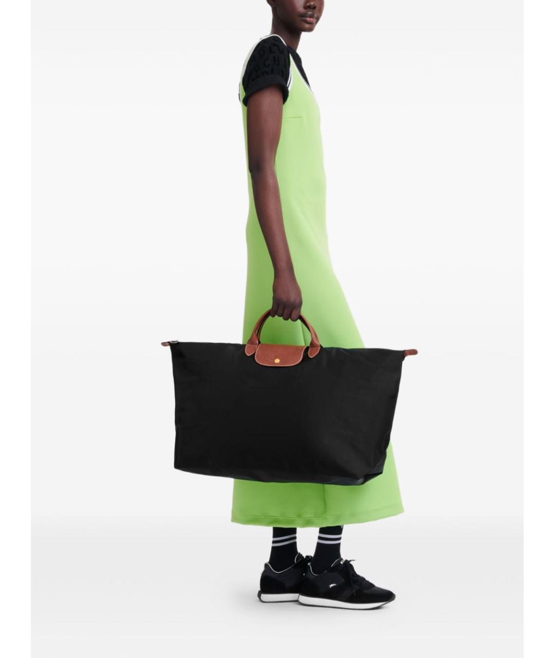 LONGCHAMP Черная тканевая сумка тоут, фото 3