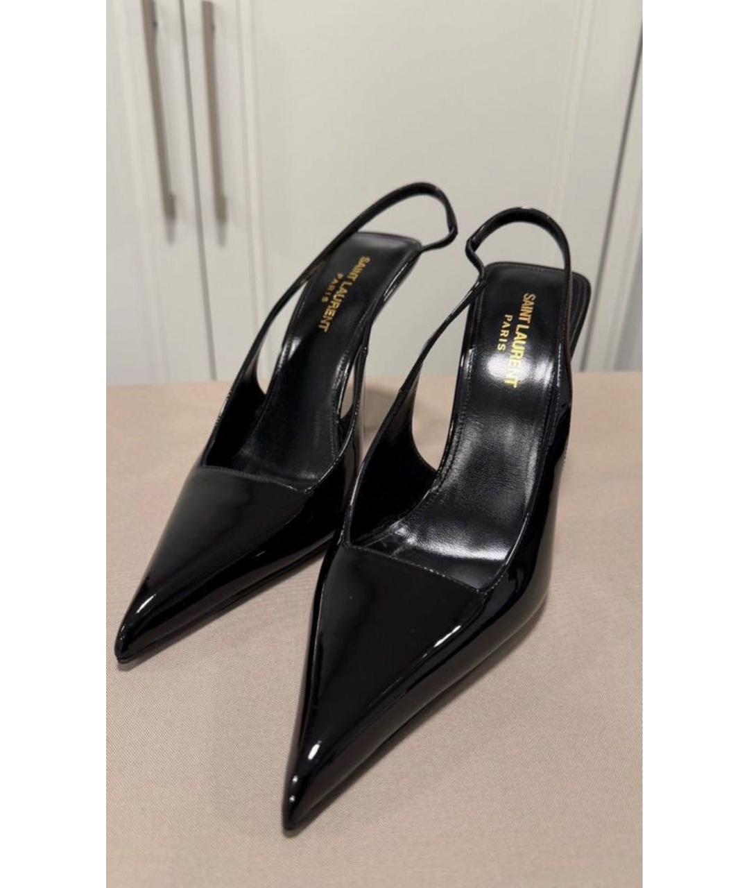 SAINT LAURENT Черные туфли из лакированной кожи, фото 2