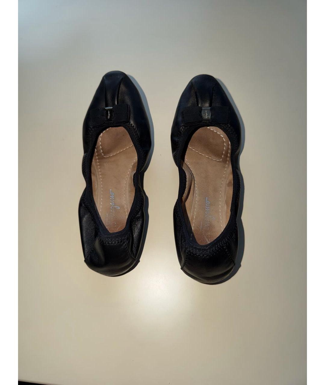 FERRAGAMO Черные кожаные балетки, фото 3