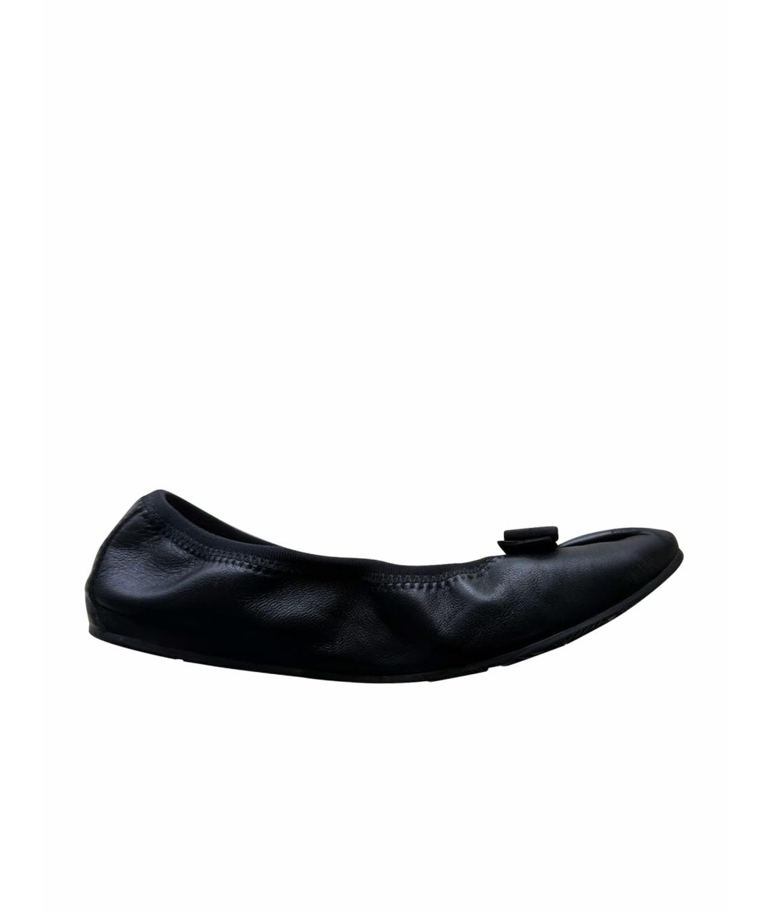 FERRAGAMO Черные кожаные балетки, фото 4
