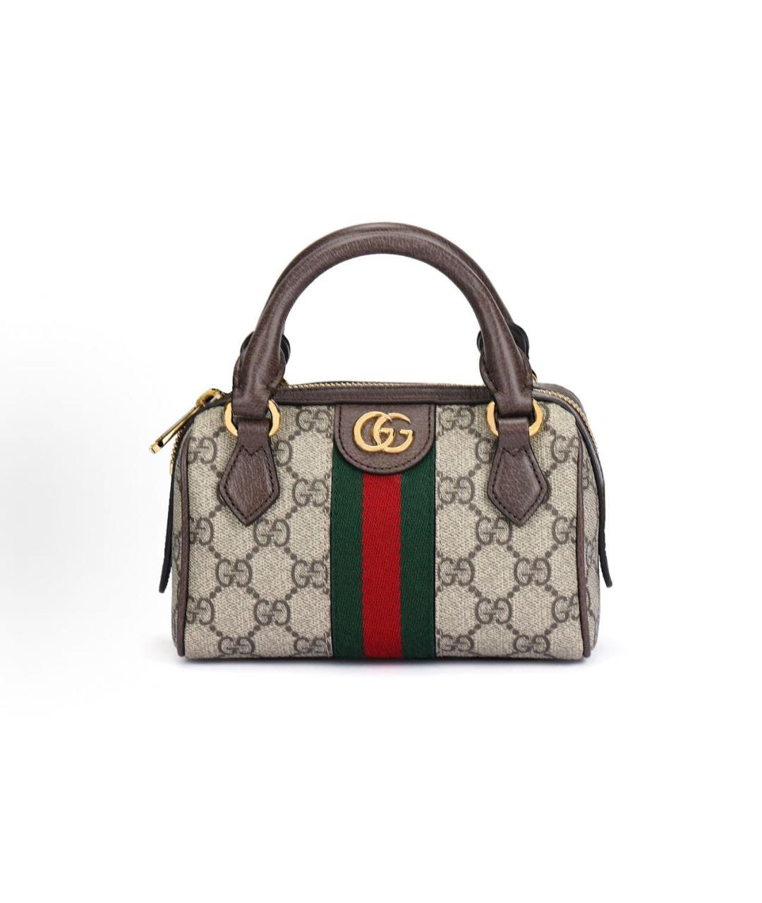 GUCCI Коричневая сумка с короткими ручками из канвы, фото 7