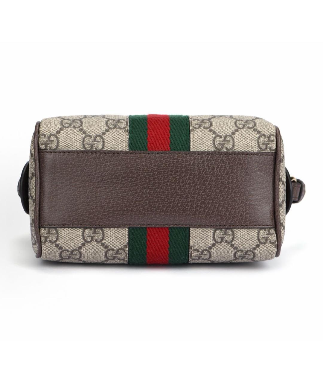 GUCCI Коричневая сумка с короткими ручками из канвы, фото 4