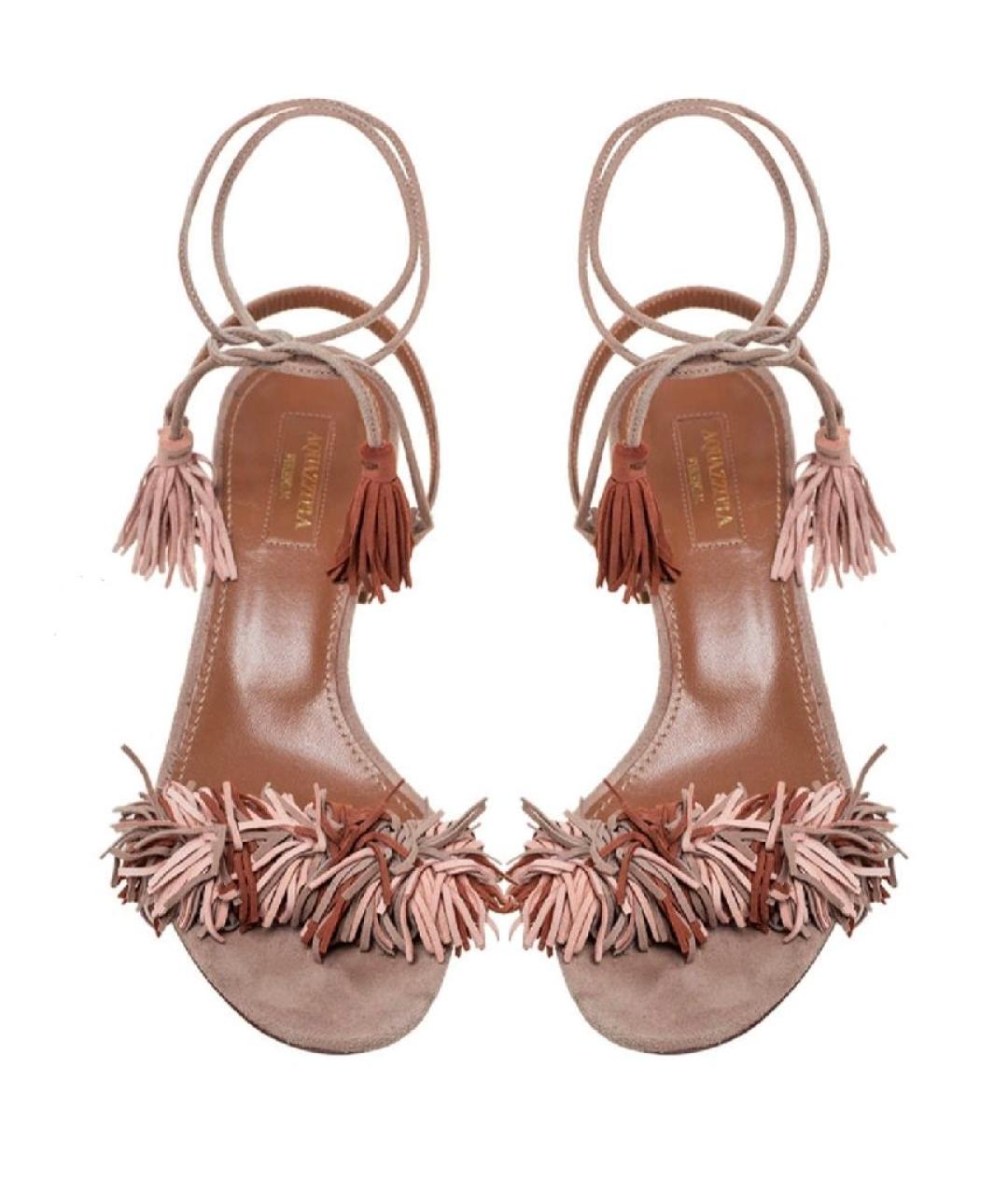 AQUAZZURA Бежевые замшевые босоножки, фото 2