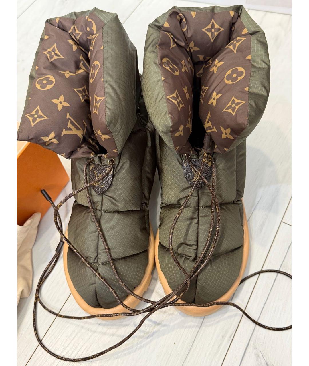 LOUIS VUITTON Хаки текстильные ботинки, фото 5
