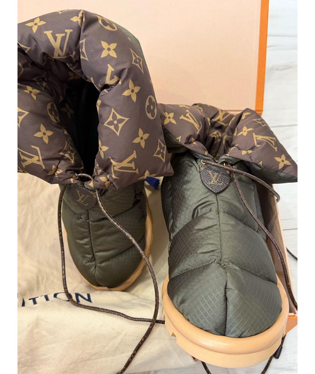 LOUIS VUITTON Хаки текстильные ботинки, фото 6