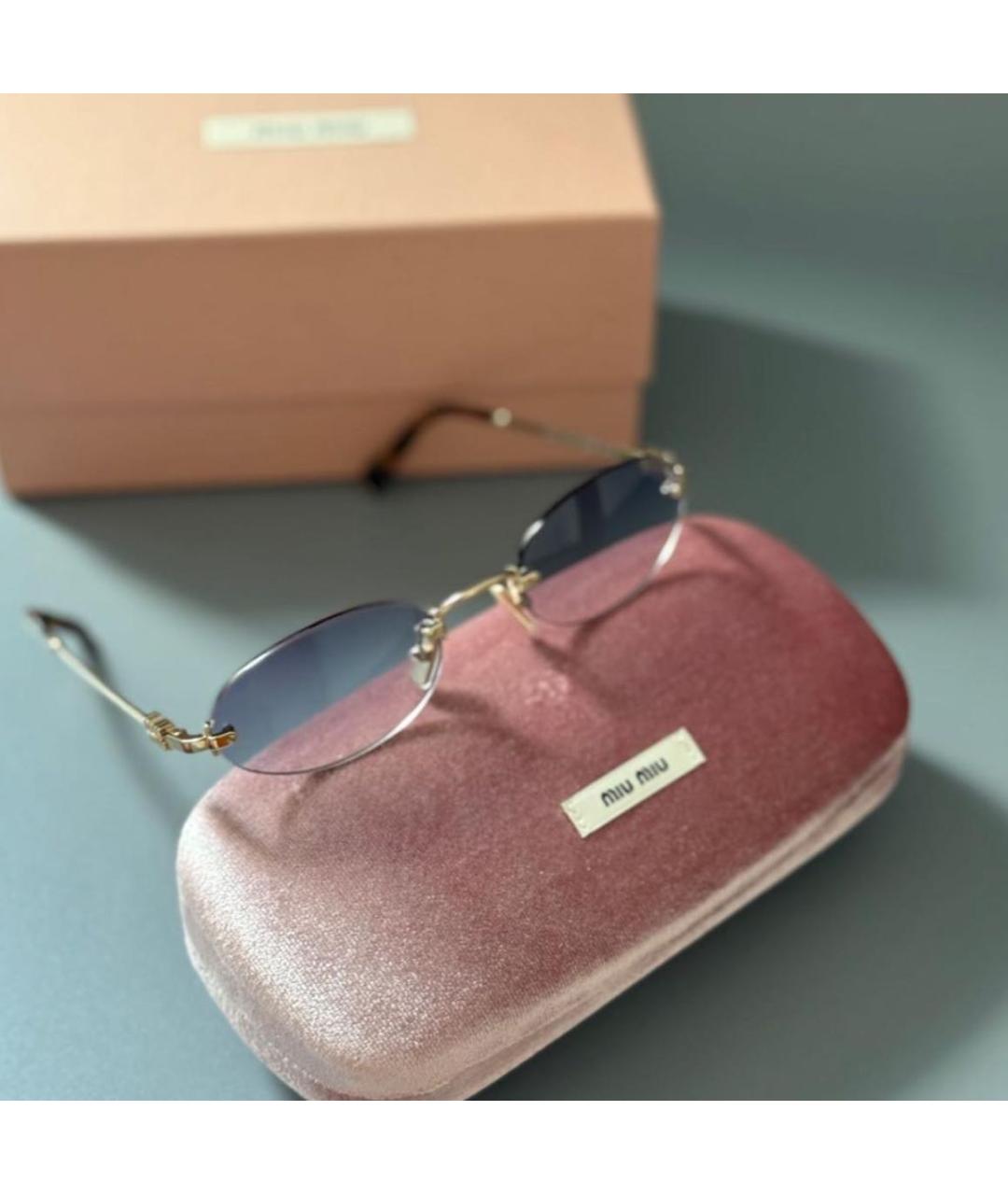 MIU MIU Золотые металлические солнцезащитные очки, фото 6