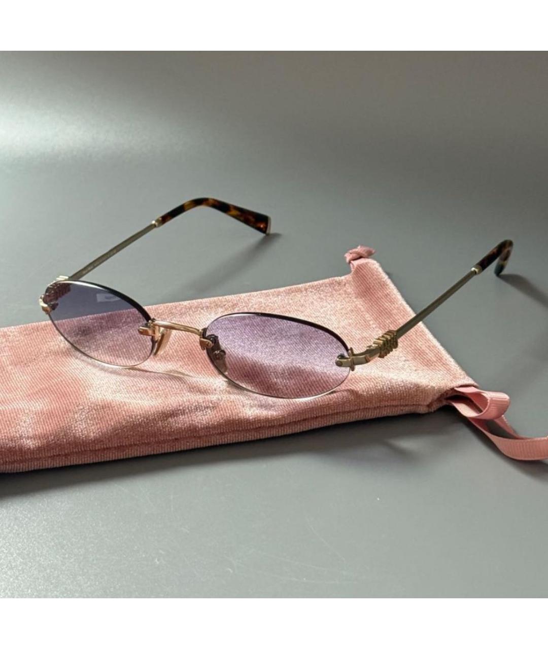 MIU MIU Золотые металлические солнцезащитные очки, фото 5
