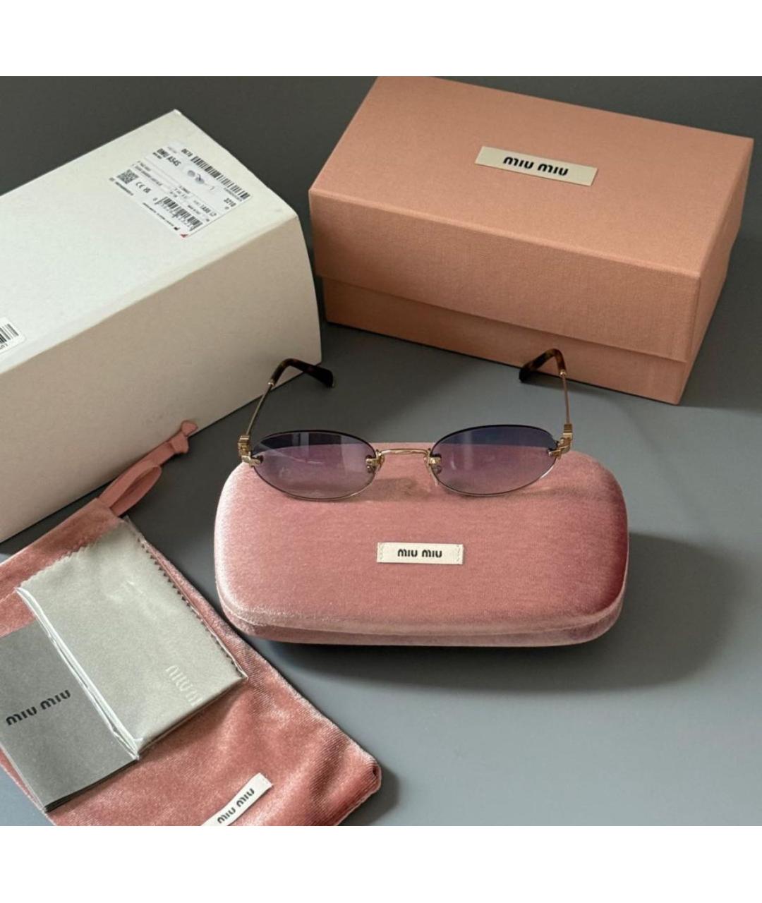 MIU MIU Золотые металлические солнцезащитные очки, фото 2
