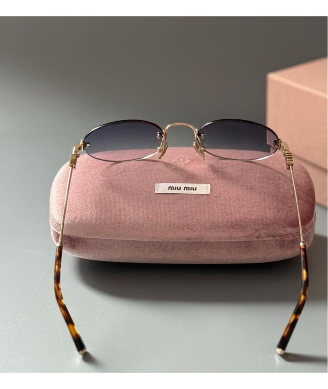 MIU MIU Золотые металлические солнцезащитные очки, фото 4