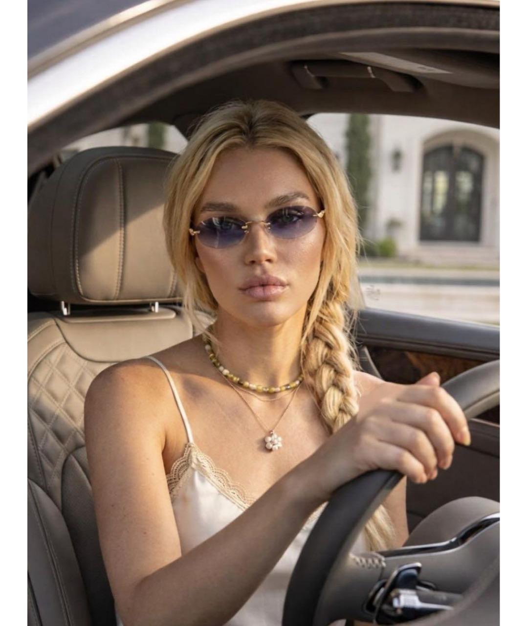 MIU MIU Золотые металлические солнцезащитные очки, фото 3