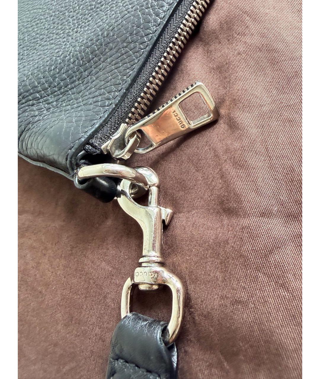 GUCCI Черная кожаная барсетка, фото 5