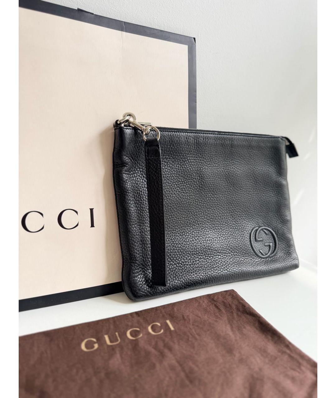 GUCCI Черная кожаная барсетка, фото 3
