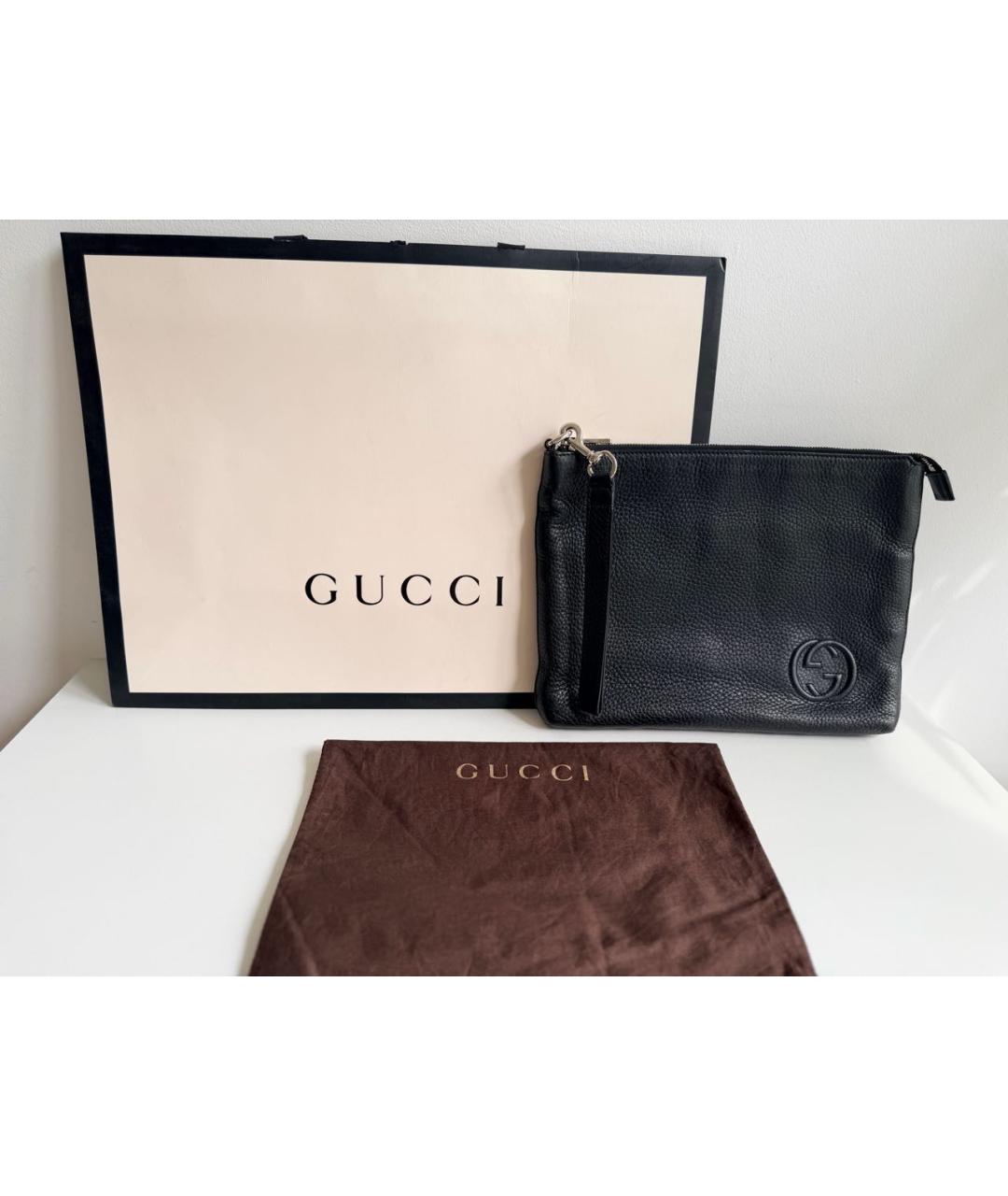 GUCCI Черная кожаная барсетка, фото 4