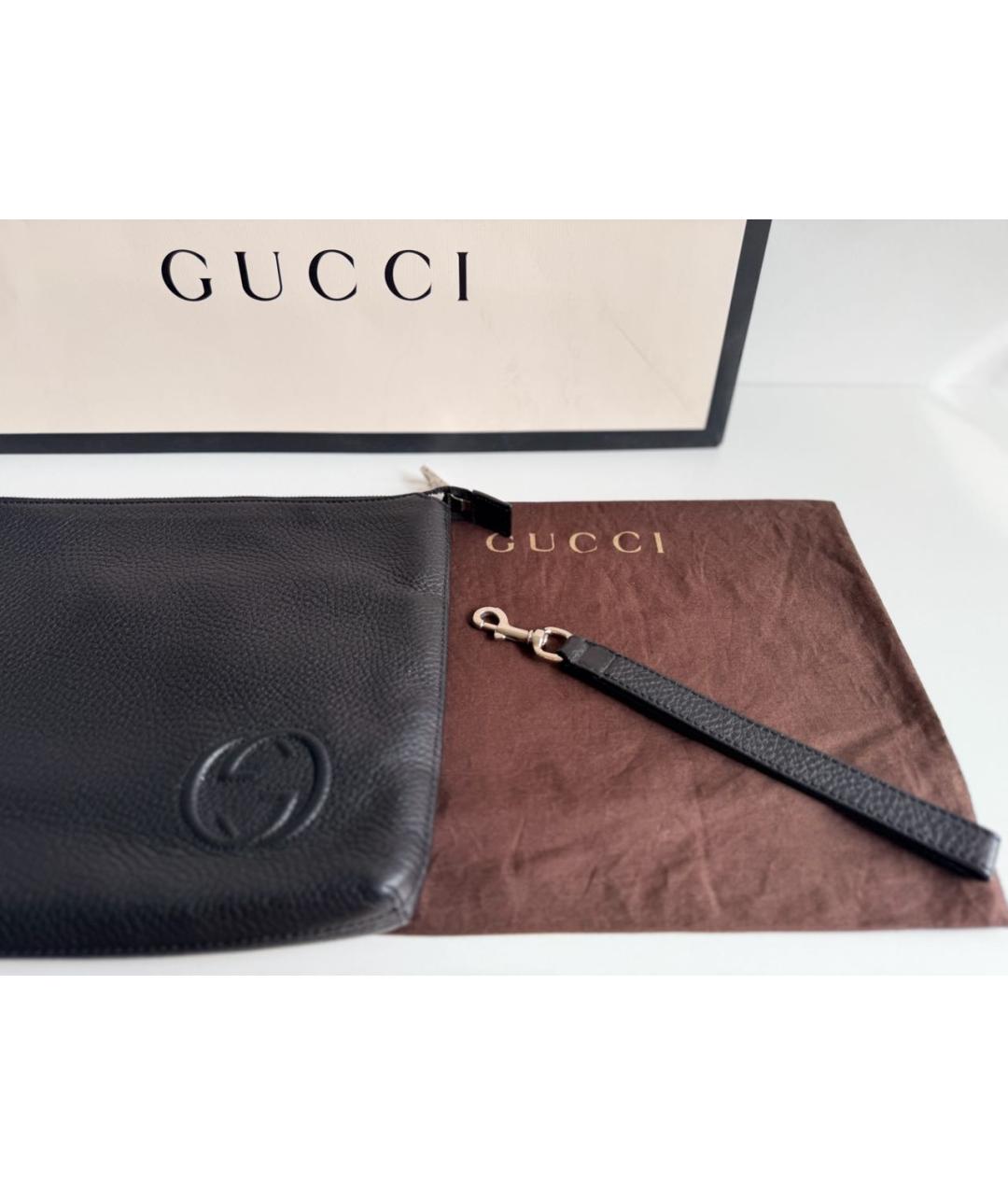 GUCCI Черная кожаная барсетка, фото 8
