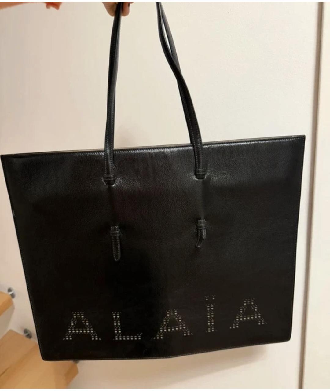 ALAIA Черная кожаная сумка тоут, фото 2