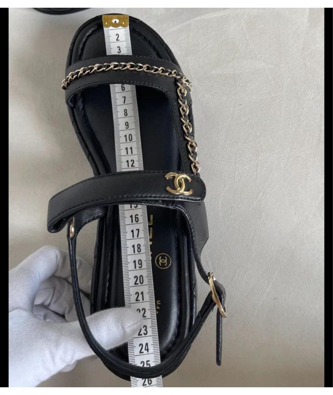 CHANEL Черные кожаные сандалии, фото 7
