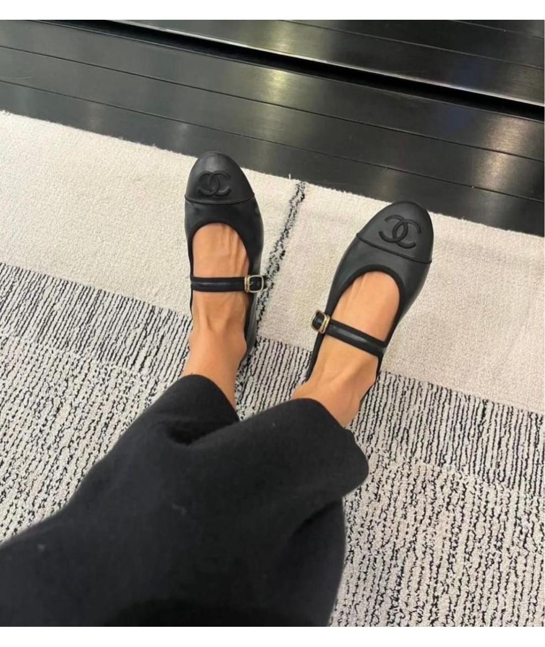 CHANEL Черные кожаные балетки, фото 3