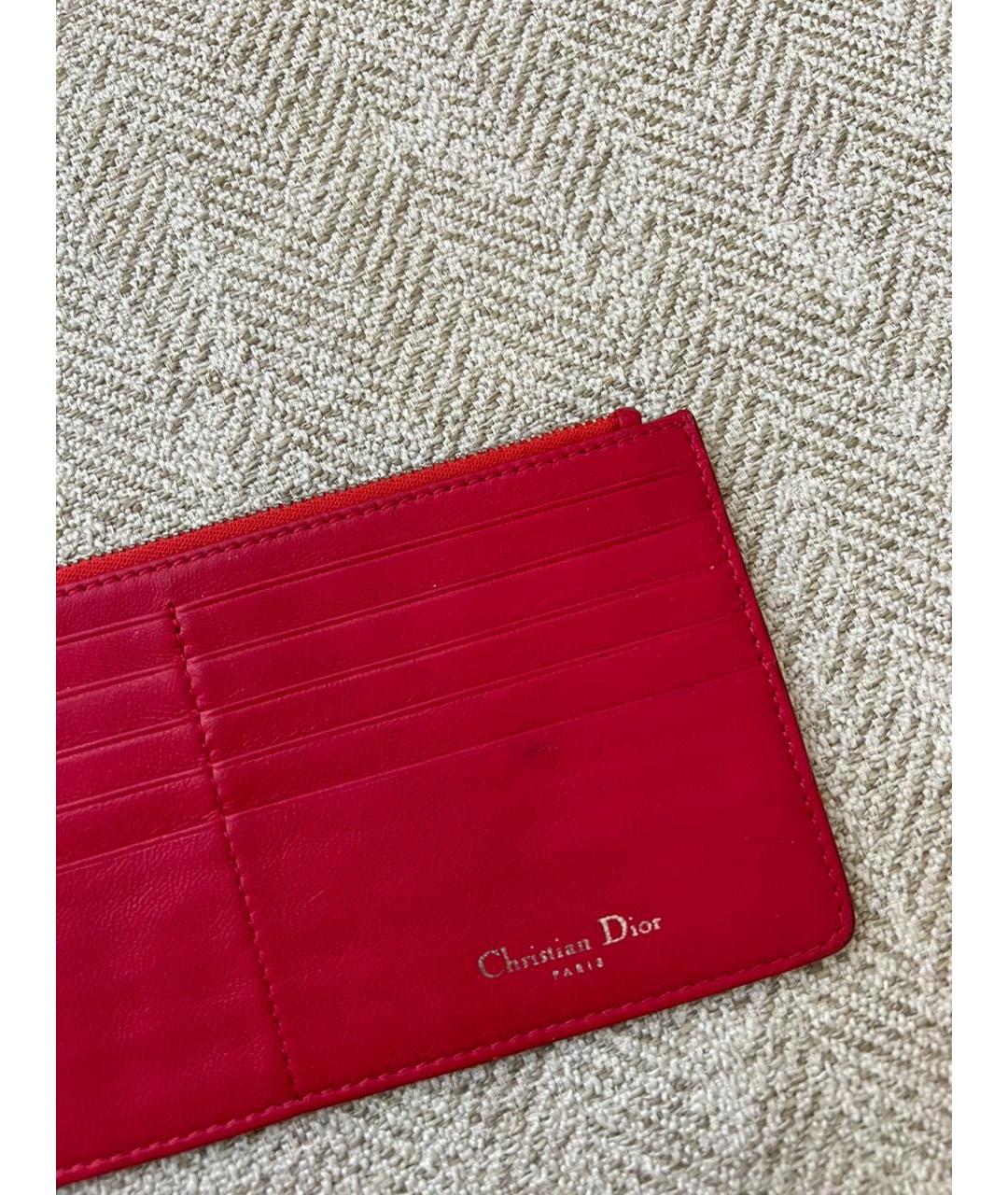 CHRISTIAN DIOR Красный кожаный кардхолдер, фото 2