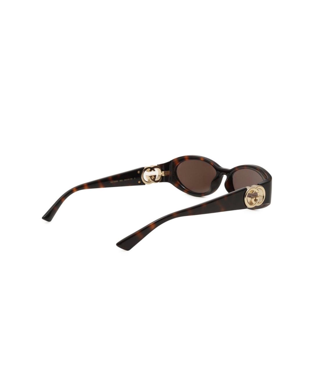 GUCCI Коричневые пластиковые солнцезащитные очки, фото 3