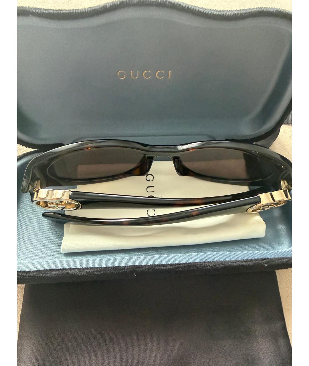 GUCCI Коричневые пластиковые солнцезащитные очки, фото 4