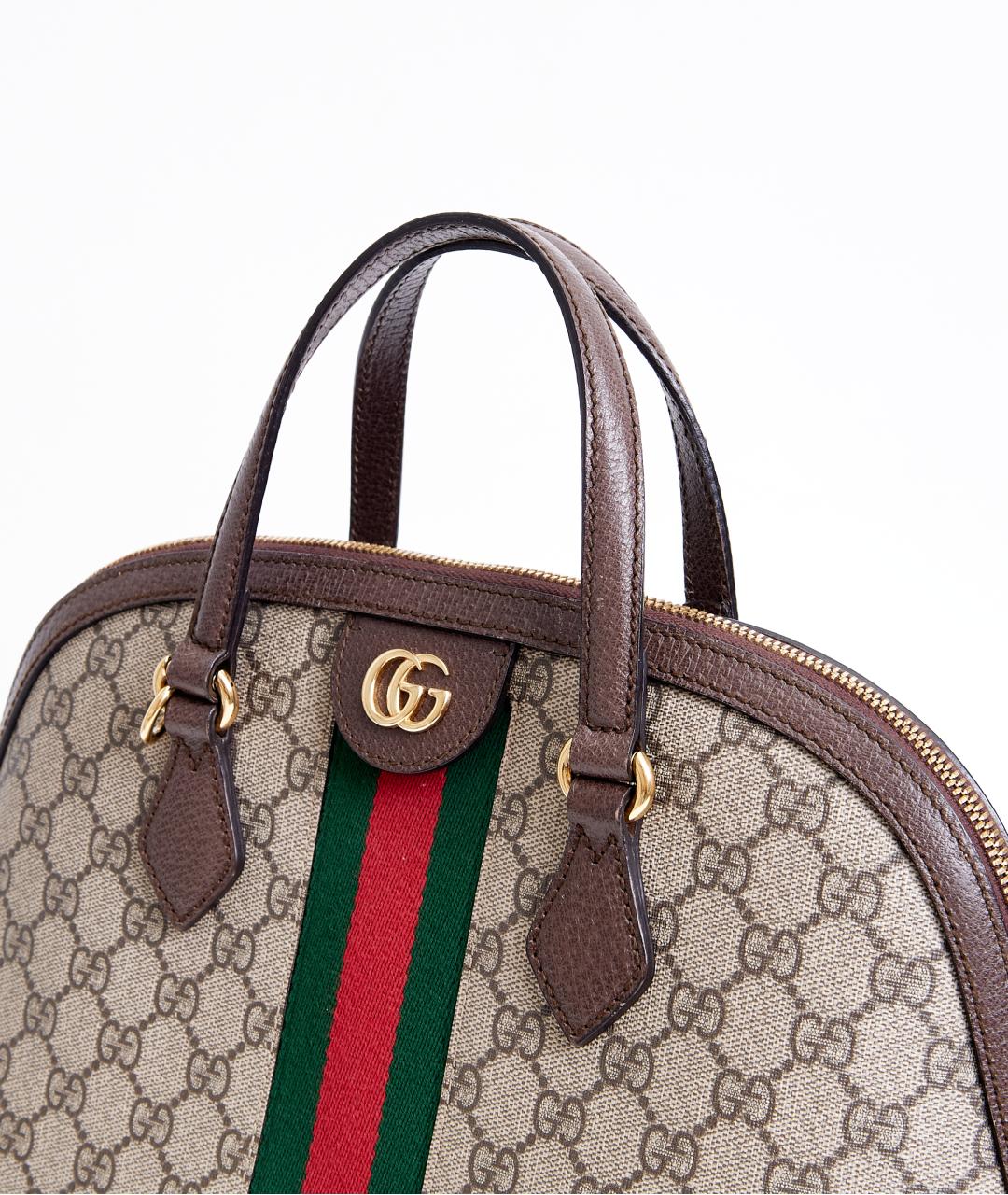 GUCCI Коричневая тканевая сумка с короткими ручками, фото 3