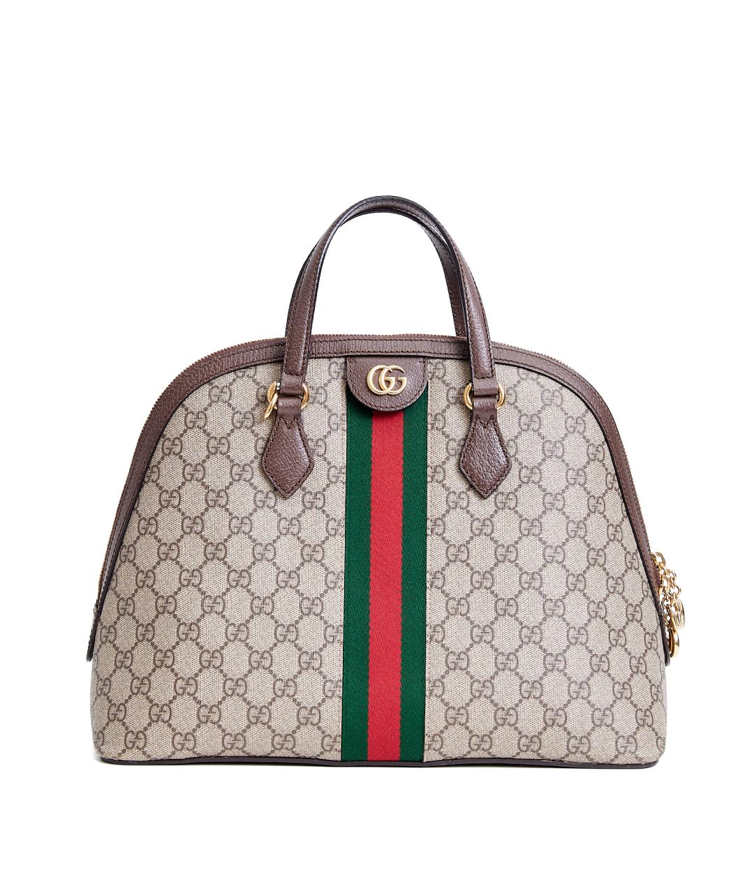 GUCCI Коричневая тканевая сумка с короткими ручками, фото 8
