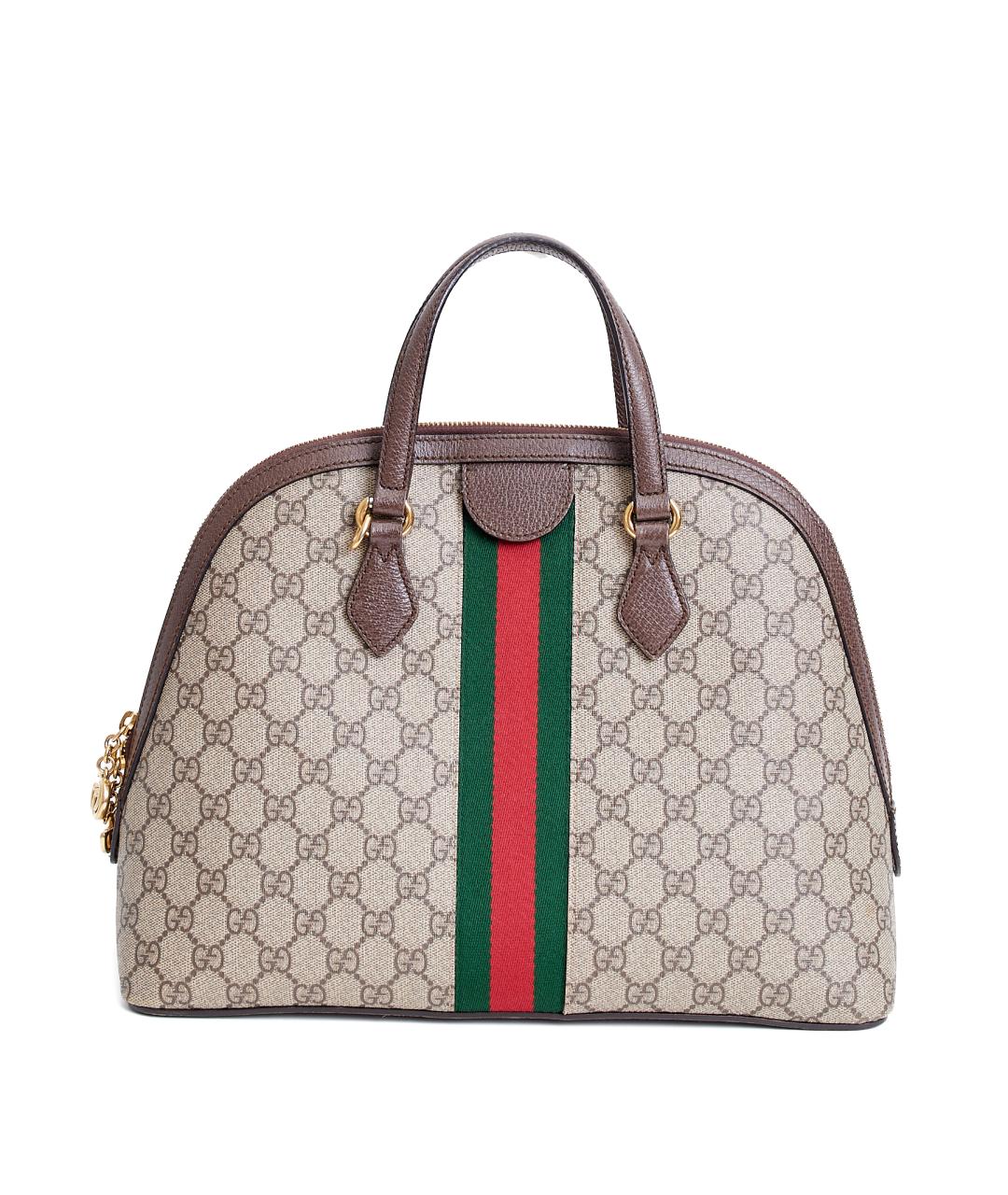 GUCCI Коричневая тканевая сумка с короткими ручками, фото 4