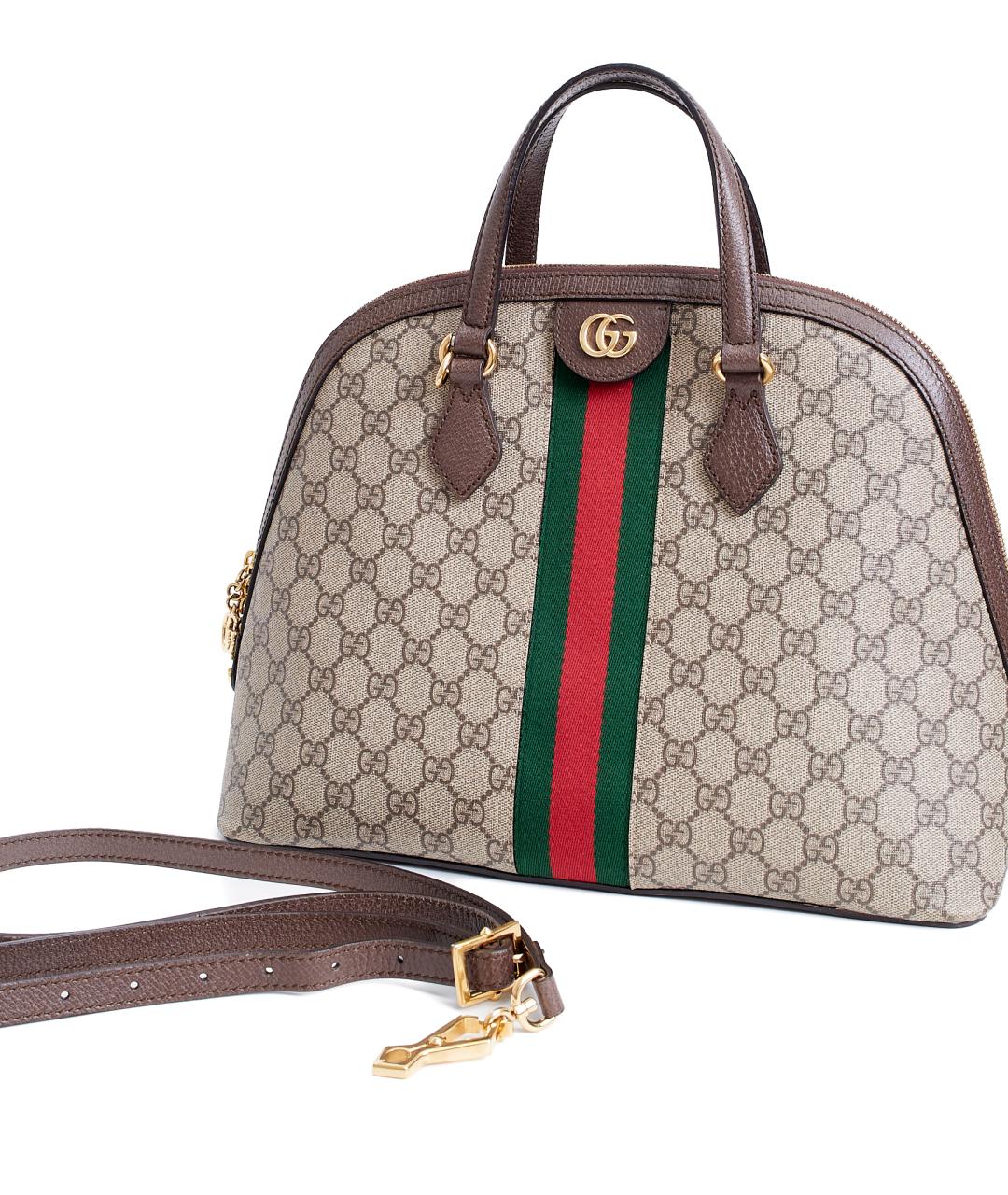 GUCCI Коричневая тканевая сумка с короткими ручками, фото 6