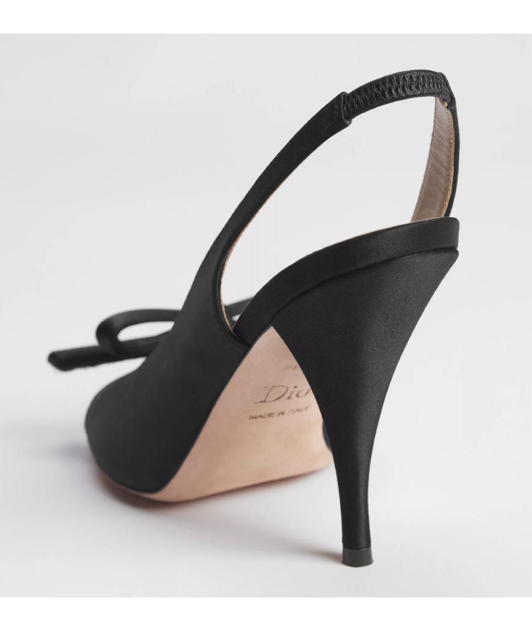 CHRISTIAN DIOR Черные текстильные босоножки, фото 4