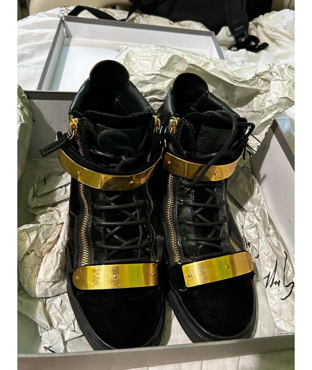 GIUSEPPE ZANOTTI DESIGN Черные кожаные высокие кроссовки / кеды, фото 2