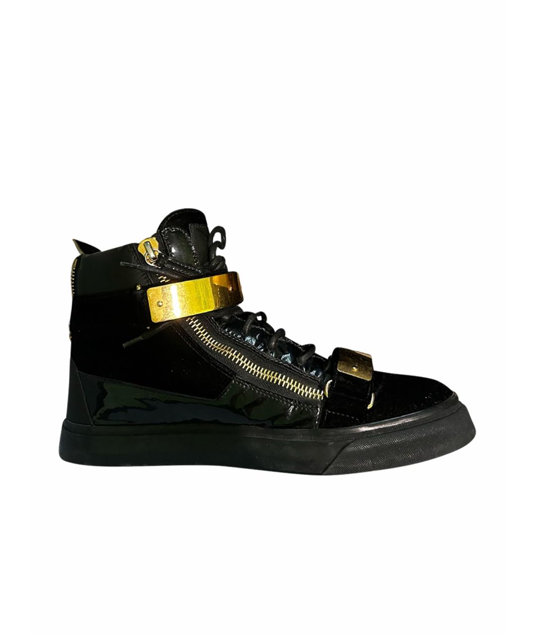 GIUSEPPE ZANOTTI DESIGN Черные кожаные высокие кроссовки / кеды, фото 1
