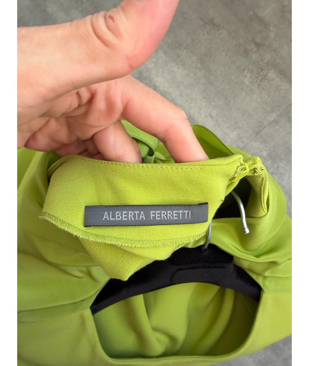 ALBERTA FERRETTI Зеленое полиэстеровое повседневное платье, фото 3