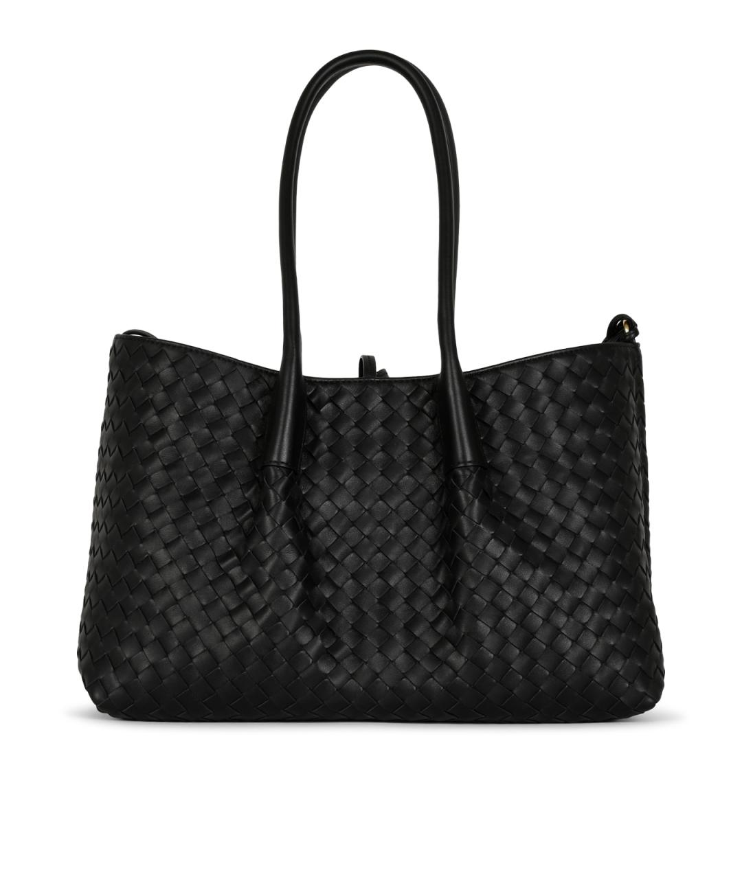 BOTTEGA VENETA Черная кожаная сумка тоут, фото 5
