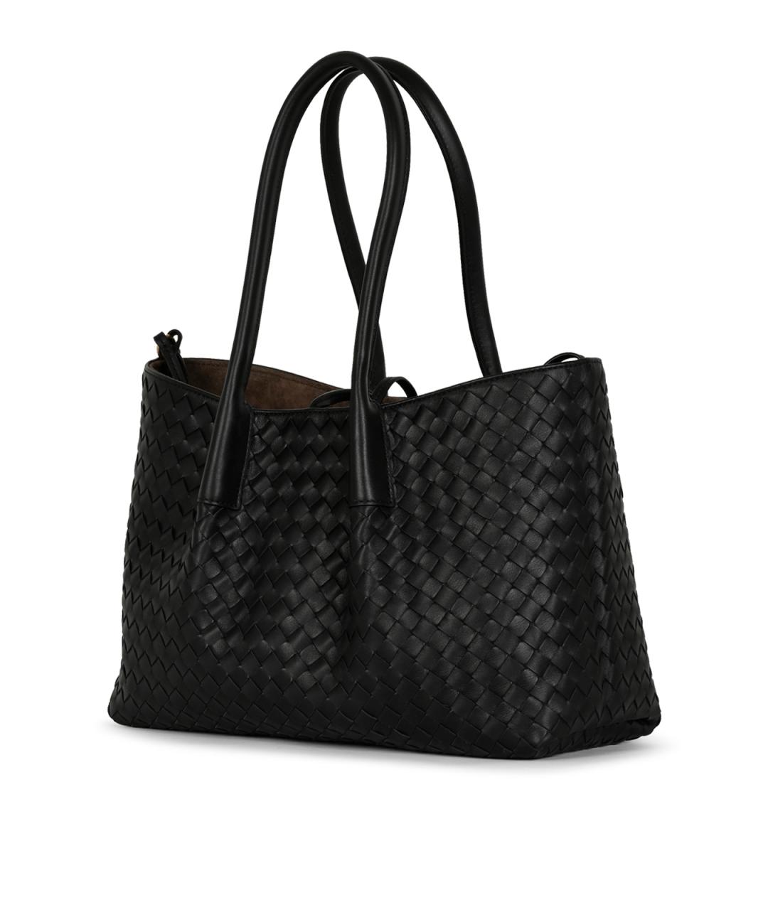 BOTTEGA VENETA Черная кожаная сумка тоут, фото 4