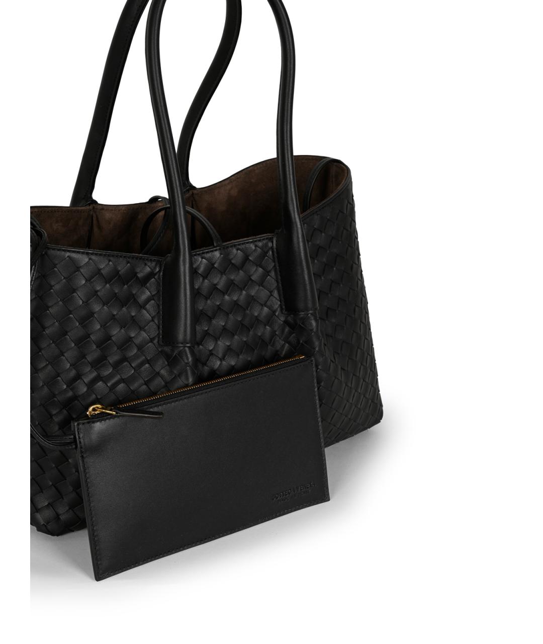 BOTTEGA VENETA Черная кожаная сумка тоут, фото 8